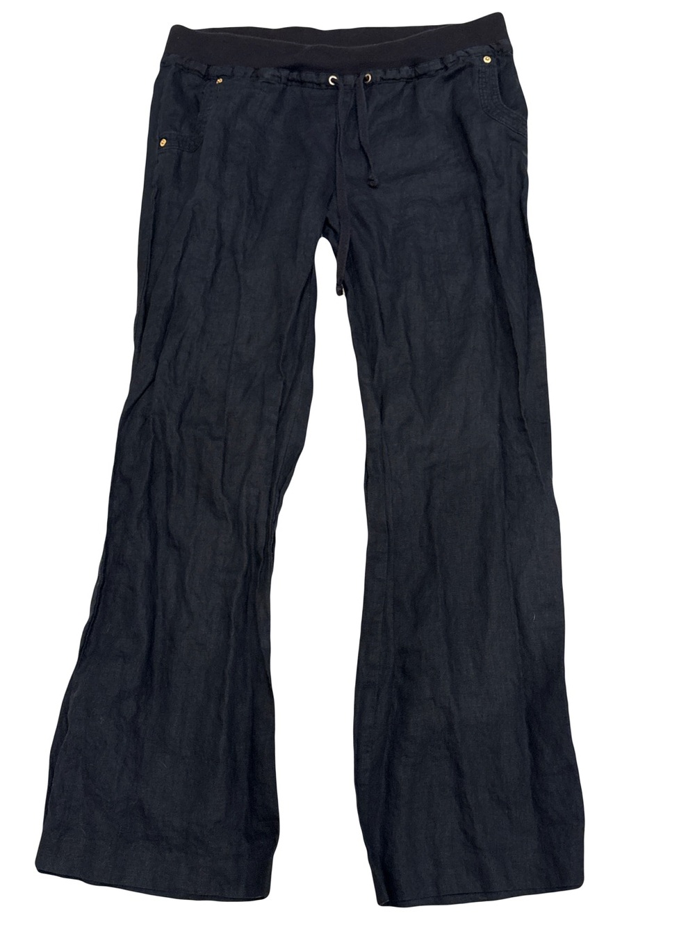 Guess Black low rise linen wide Leg Pants